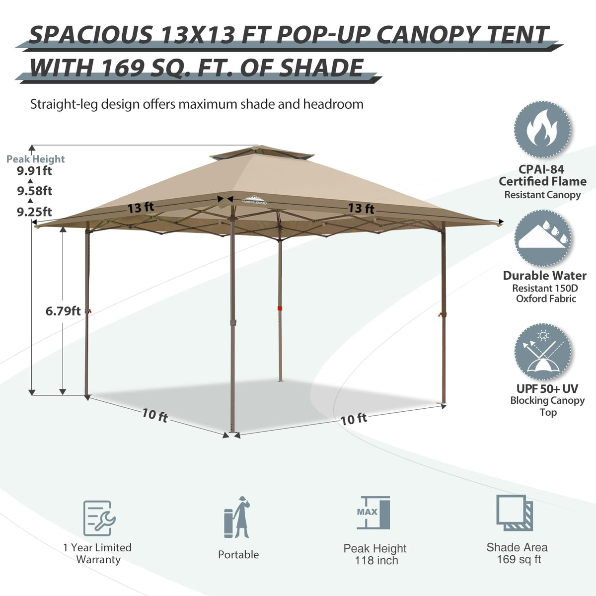 Eagle Peak auto extending eaves provide extra shade without manual setup.