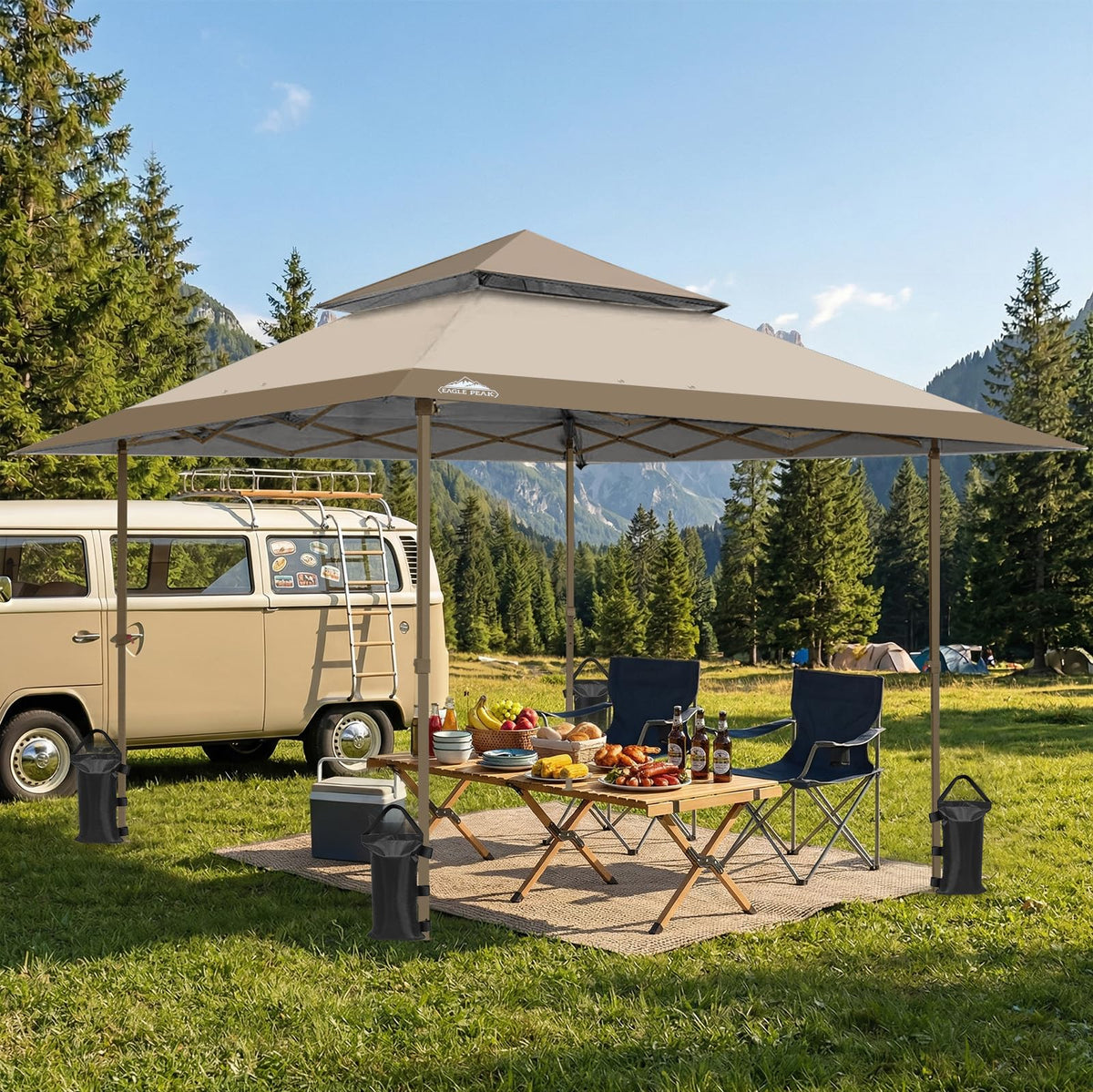 Eagle Peak beige canopy top blends with outdoor environments.