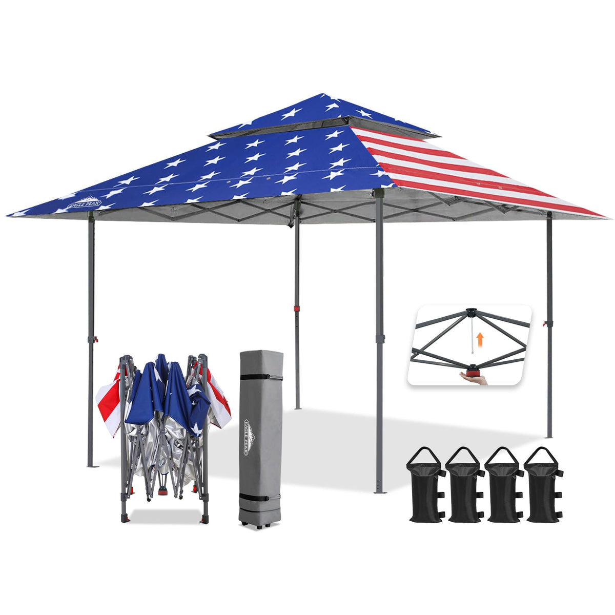 EAGLE PEAK canopy center lock enables quick one-person setup