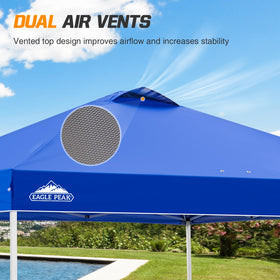 EAGLE PEAK canopy setup with center lock enables quick one-person operation