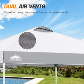 Eagle Peak vented-top canopy improves airflow to stay cool