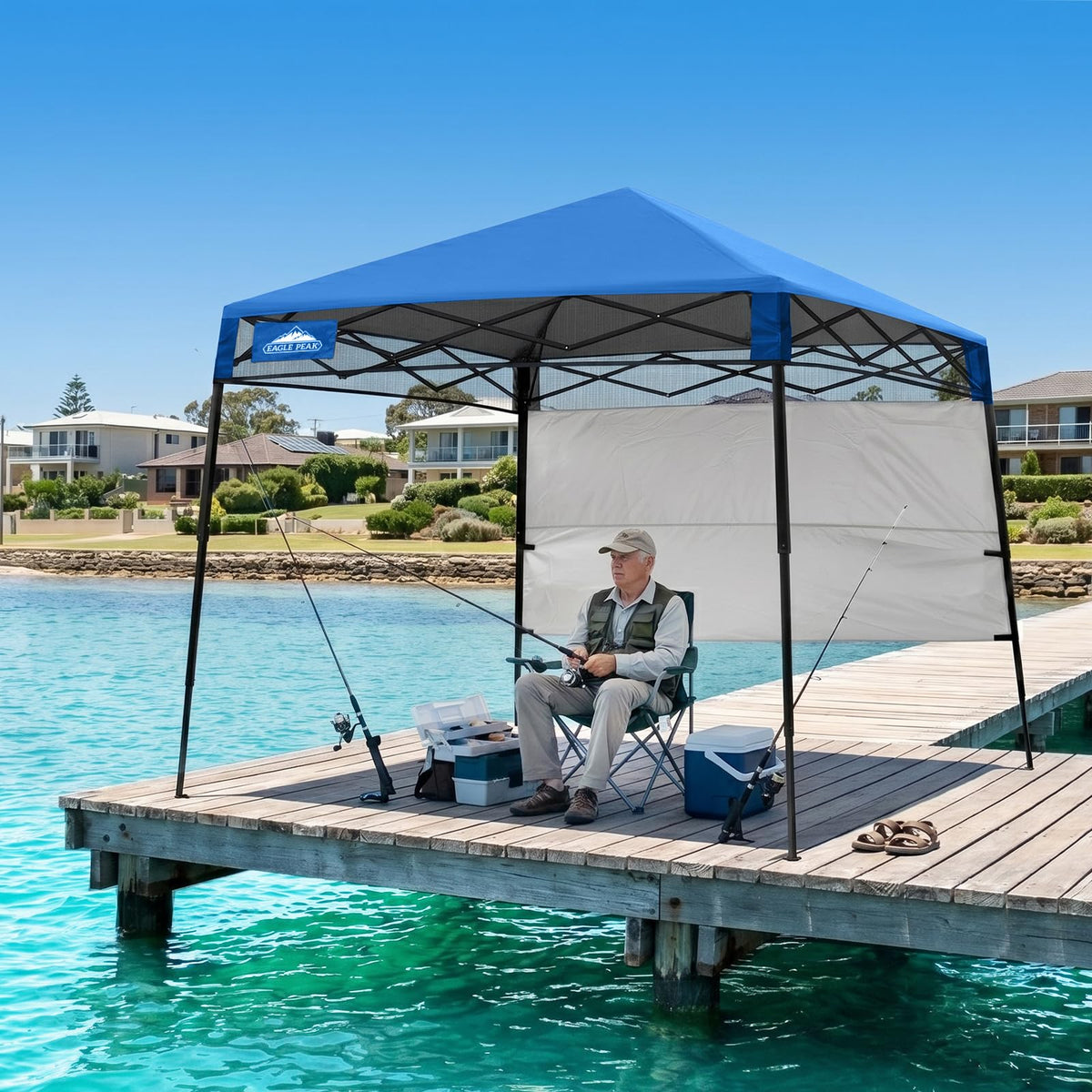 EAGLE PEAK canopy fabric is water resistant and CPAI-84 flame resistant