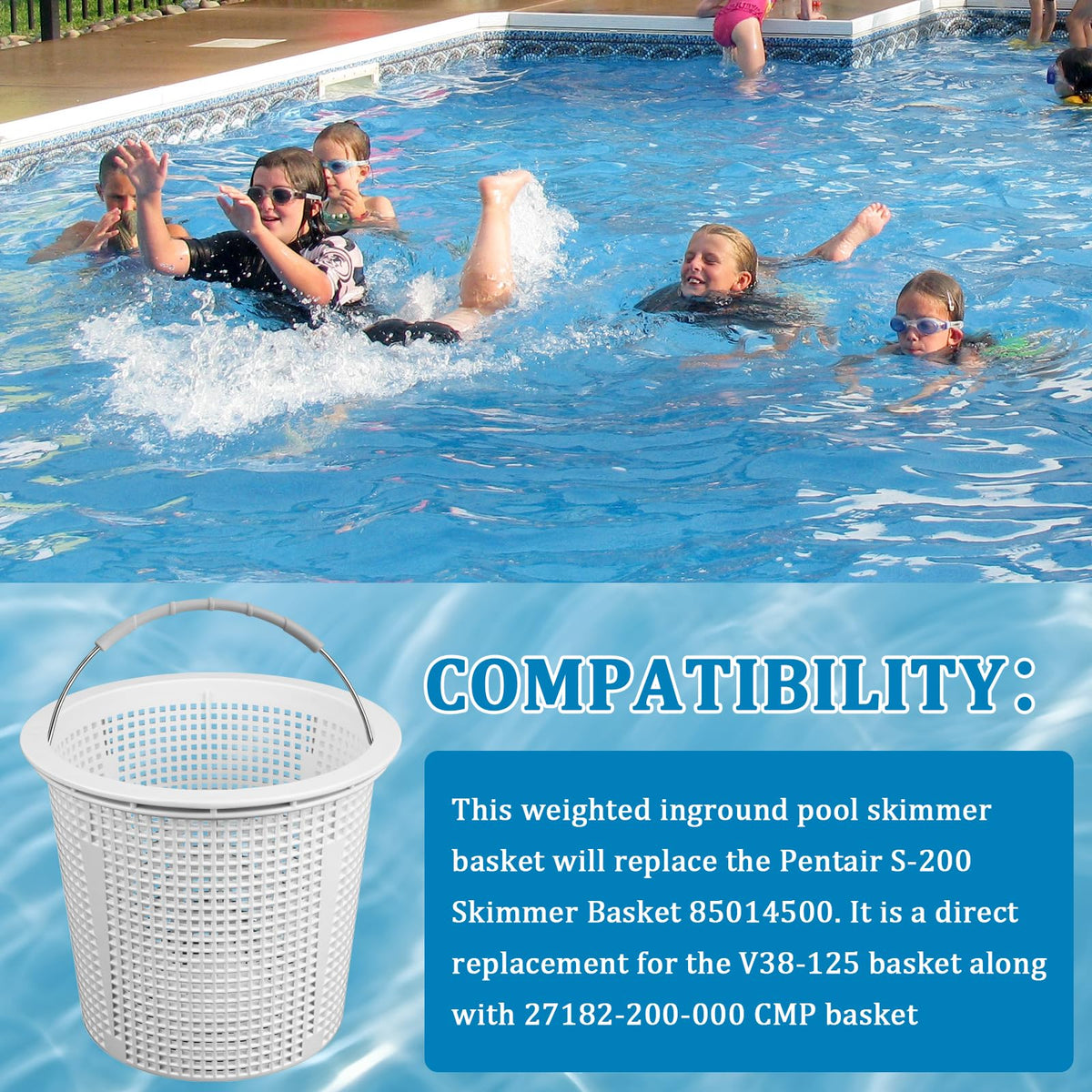 EAGLEGGO weighted design image shows stable skimming for inground pools.