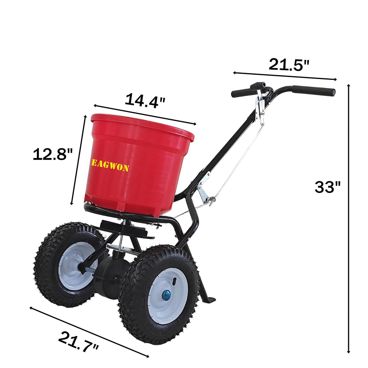 EAGWON all-terrain tires support smooth movement across uneven lawns.
