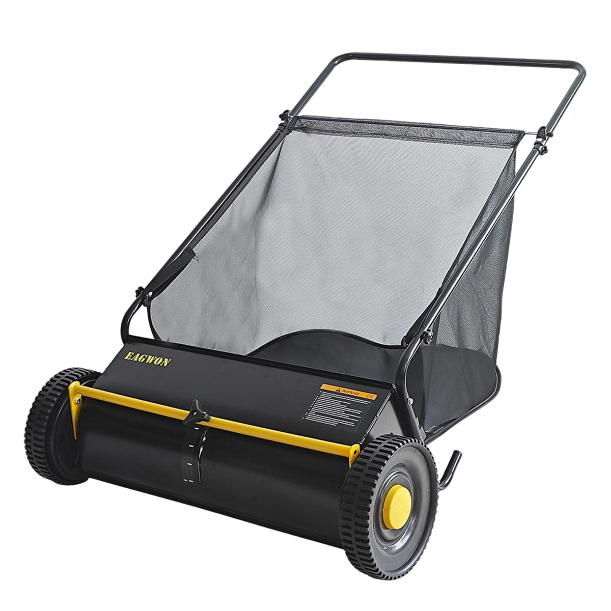 EAGWON Push Lawn Sweeper with 26-inch width for fast debris collection.