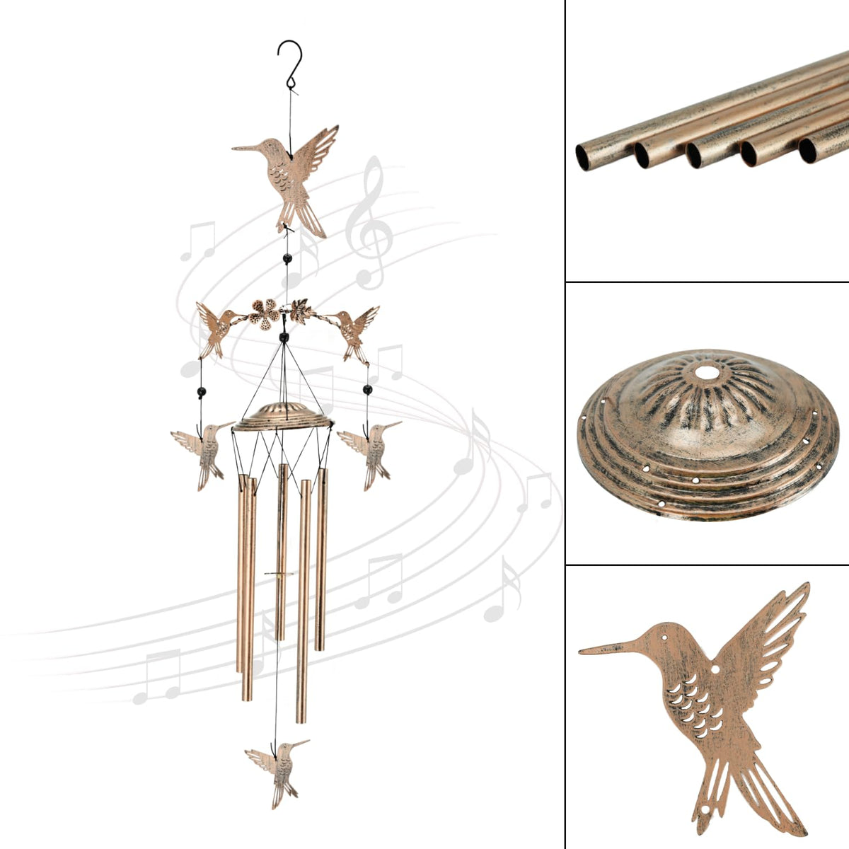 Eandisom hummingbird wind chimes with small birds create soothing breeze melodies.