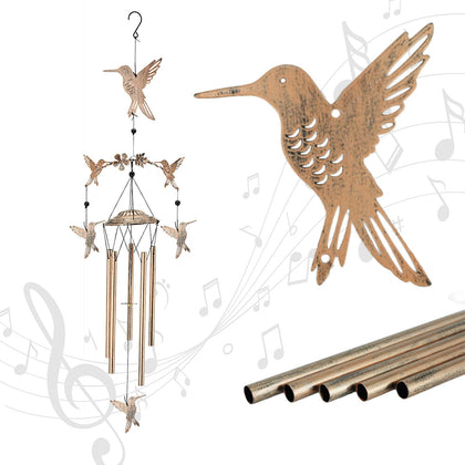 Eandisom hummingbird wind chimes top design adds striking outdoor decor and focal charm.