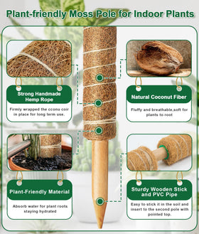 EAONE 16-inch moss pole ready for quick setup and adjustable plant support