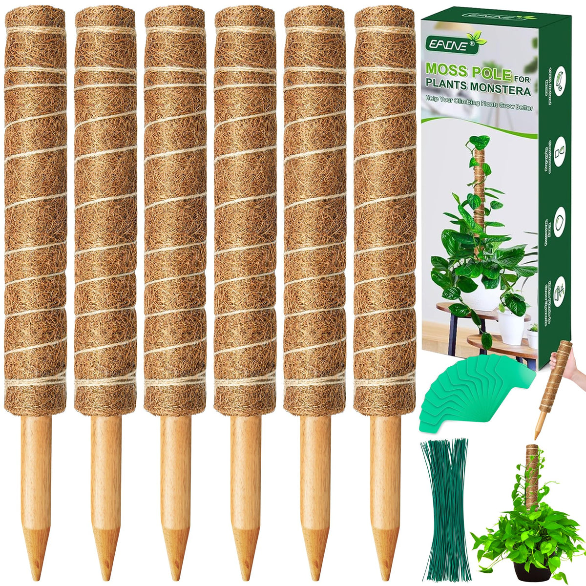 EAONE 96-inch moss pole stackable kit for tall indoor climbers