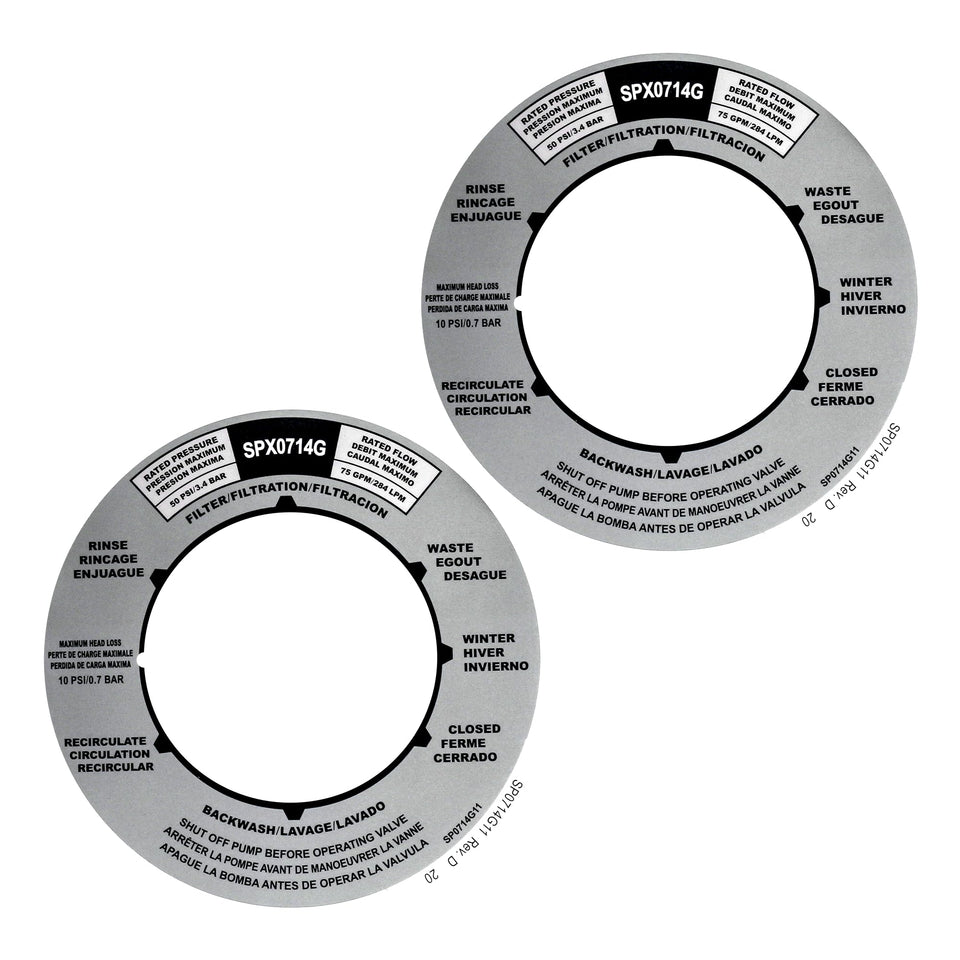 EAORBD SPX0714G sand filter valve label on valve for clear identification