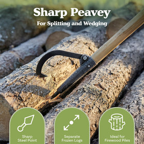 Earth Worth ergonomic wood handle reduces fatigue during log handling.