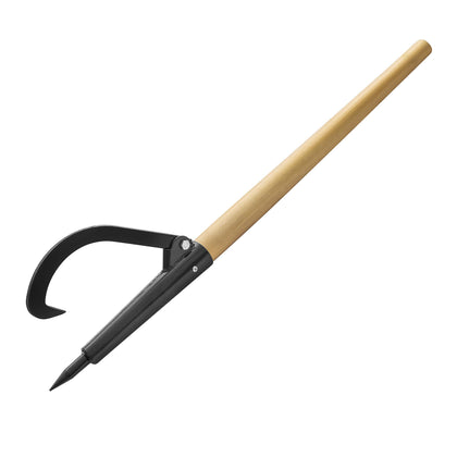 Earth Worth Log Peavey Point with a 49-inch wood handle for easy turning of large logs.
