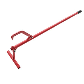 Earth Worth Timberjack log lifter in red steel raises logs off the ground for easier cutting