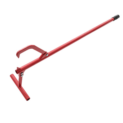 Earth Worth Timberjack log lifter in red steel raises logs off the ground for easier cutting