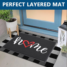 EARTHALL door mat low-profile 0.4 inch fits under most doors and prevents curling