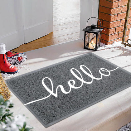 EARTHALL Funny Hello front door mat traps dirt while greeting guests
