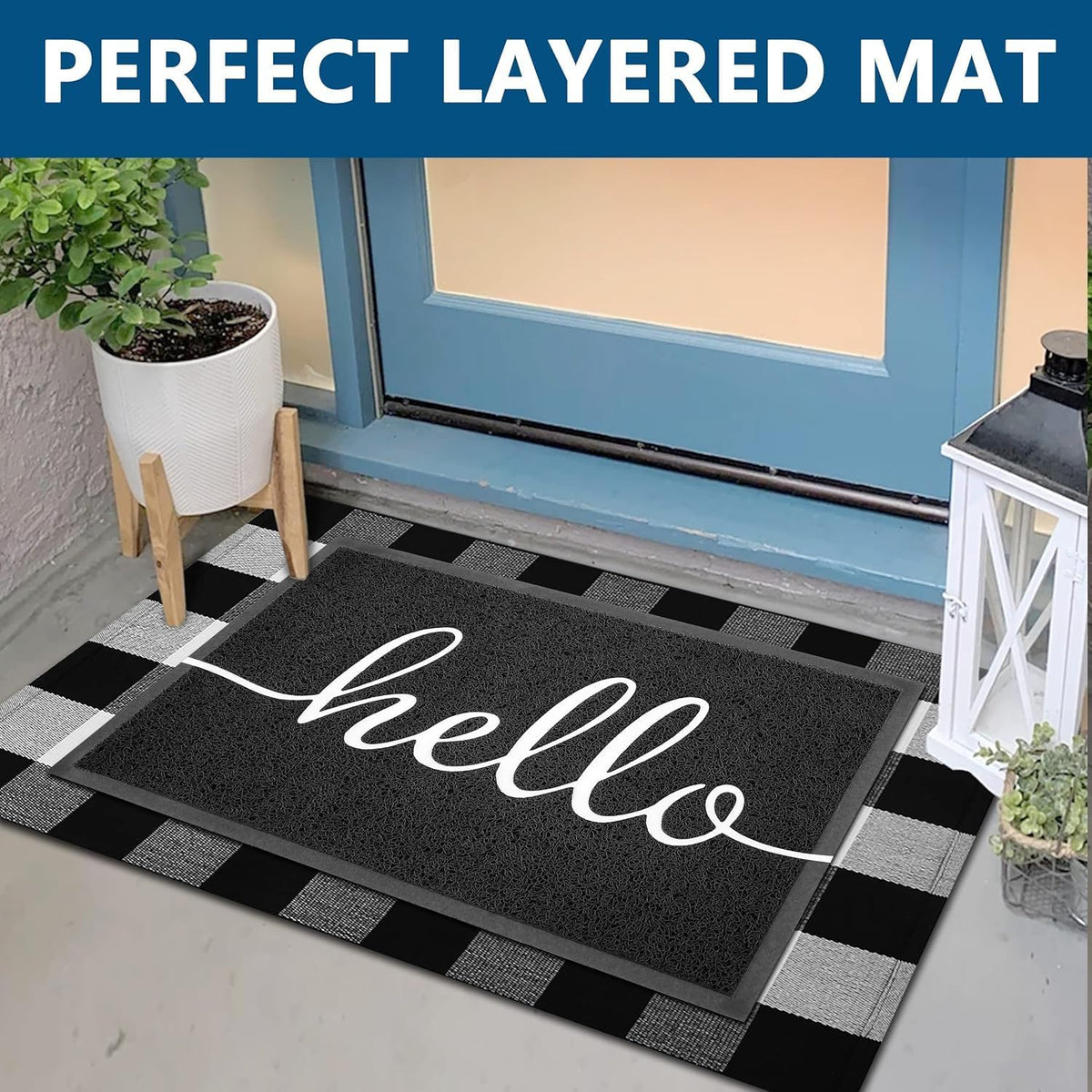 EARTHALL Funny Hello Mat in entryway combines welcome charm with durable outdoor-ready construction.