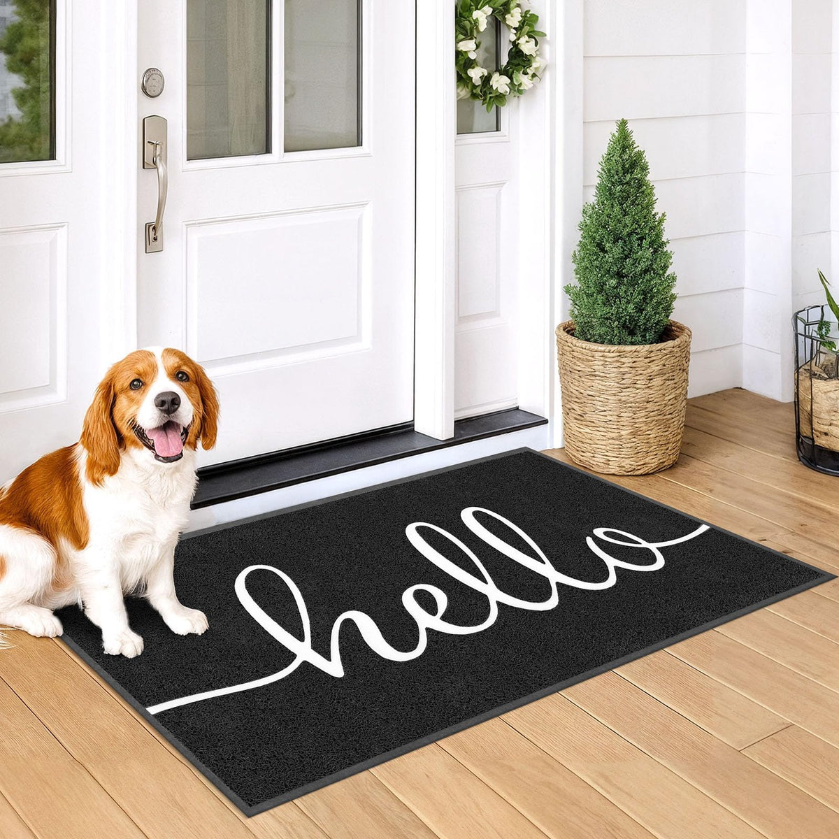 EARTHALL Funny Hello Mat makes a welcoming entryway while tolerating heavy foot traffic.