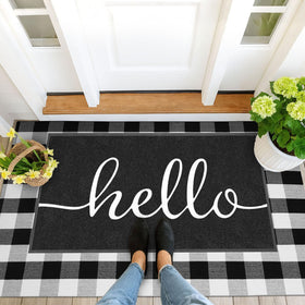 EARTHALL Funny Hello Mat features non-slip backing for stable placement on various floors.