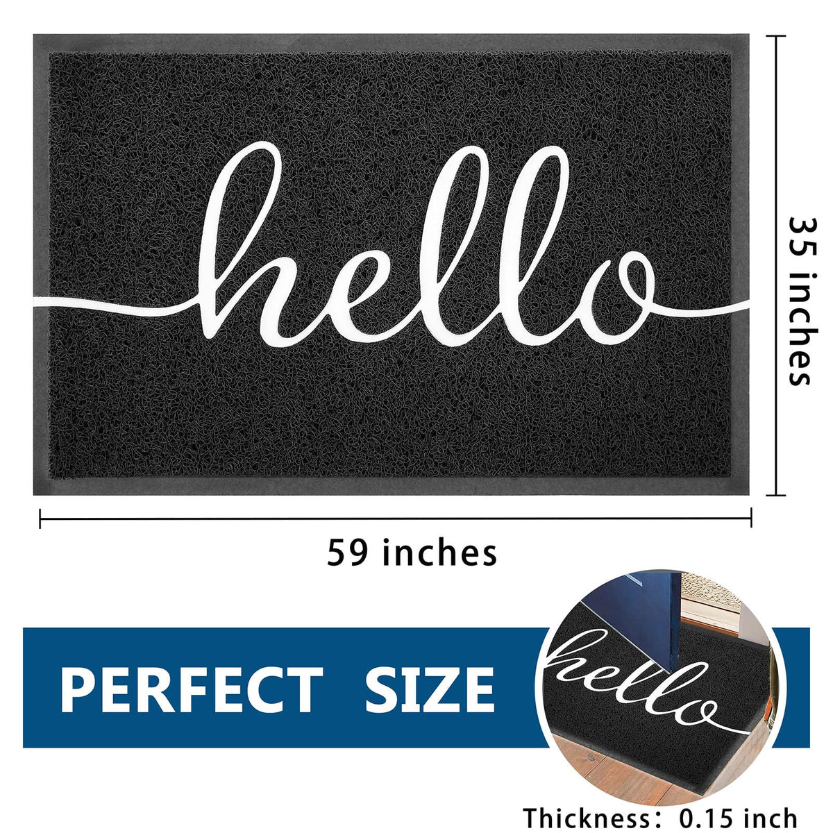 EARTHALL Funny Hello Mat on a patio enhances decor while withstanding weather.