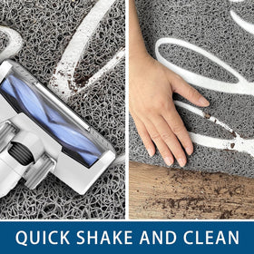 Earthall Funny Hello Mats concave dirt-trap design captures dust at the threshold.