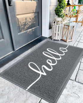 Earthall Funny Hello Mats front door entrance traps dirt while welcoming guests.