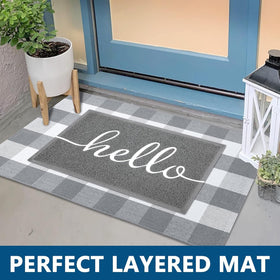 Earthall Funny Hello Mats non-slip rubber backing keeps mats secure on any floor.