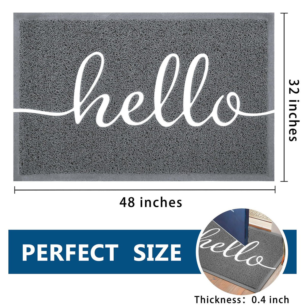 Earthall Funny Hello Mats outdoor entryway keeps floors clean with dirt-trap design.