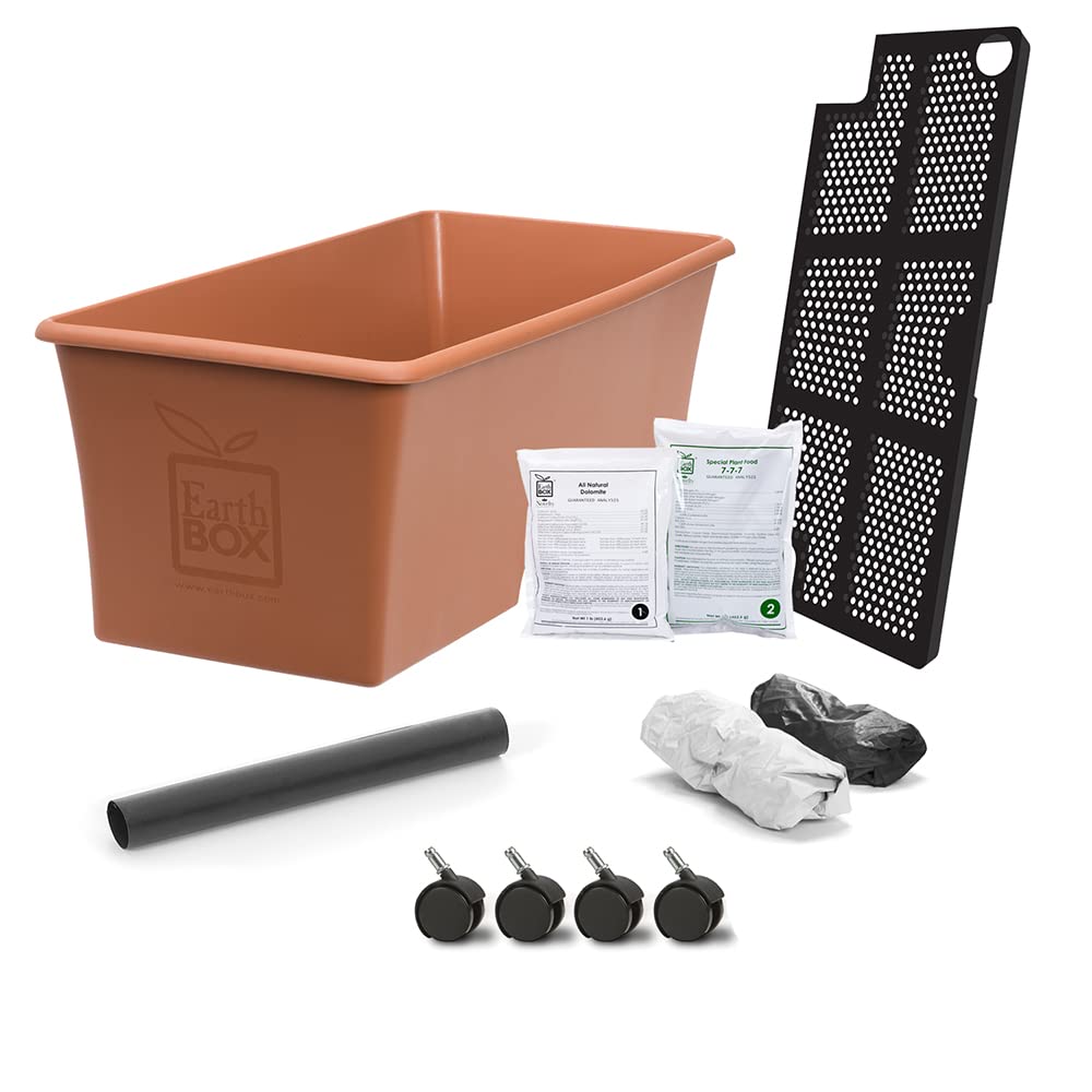 EarthBox 80105 container in terracotta enables space-saving, high-yield gardening.