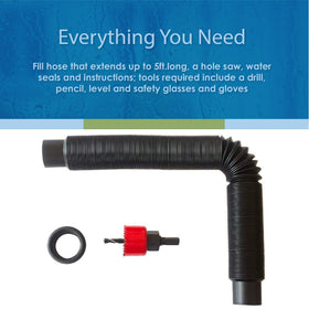 EarthMark EarthMinded hose seal and hole saw included for fast, tool-assisted setup.