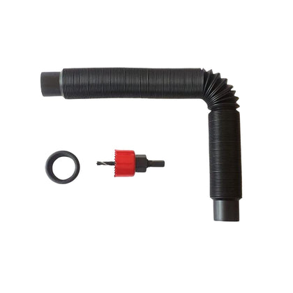 EarthMark EarthMinded overflow kit ready for quick exterior installation on a rain barrel, diverting excess water.