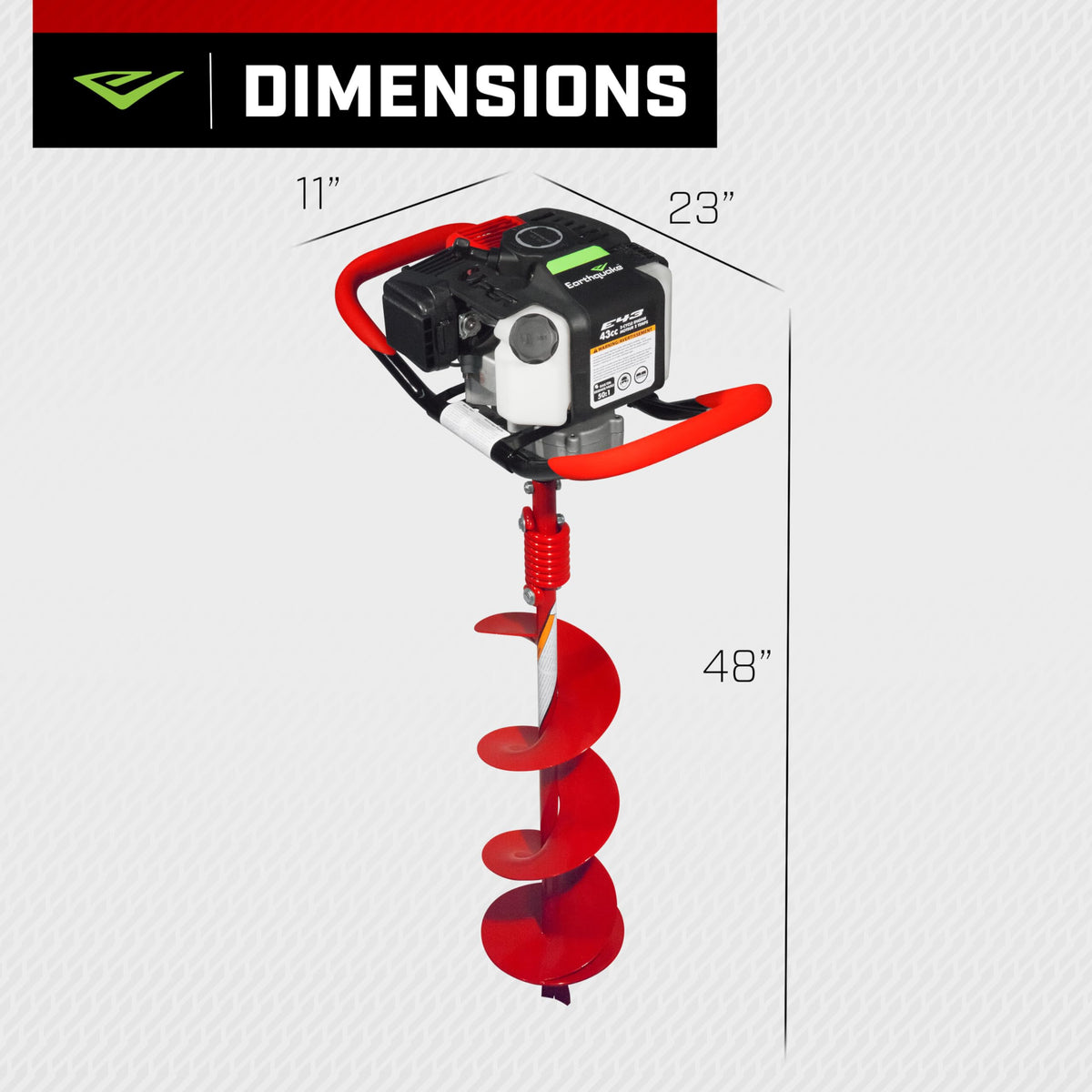 Earthquake E43 anti-vibration handles offer comfortable grip during digging