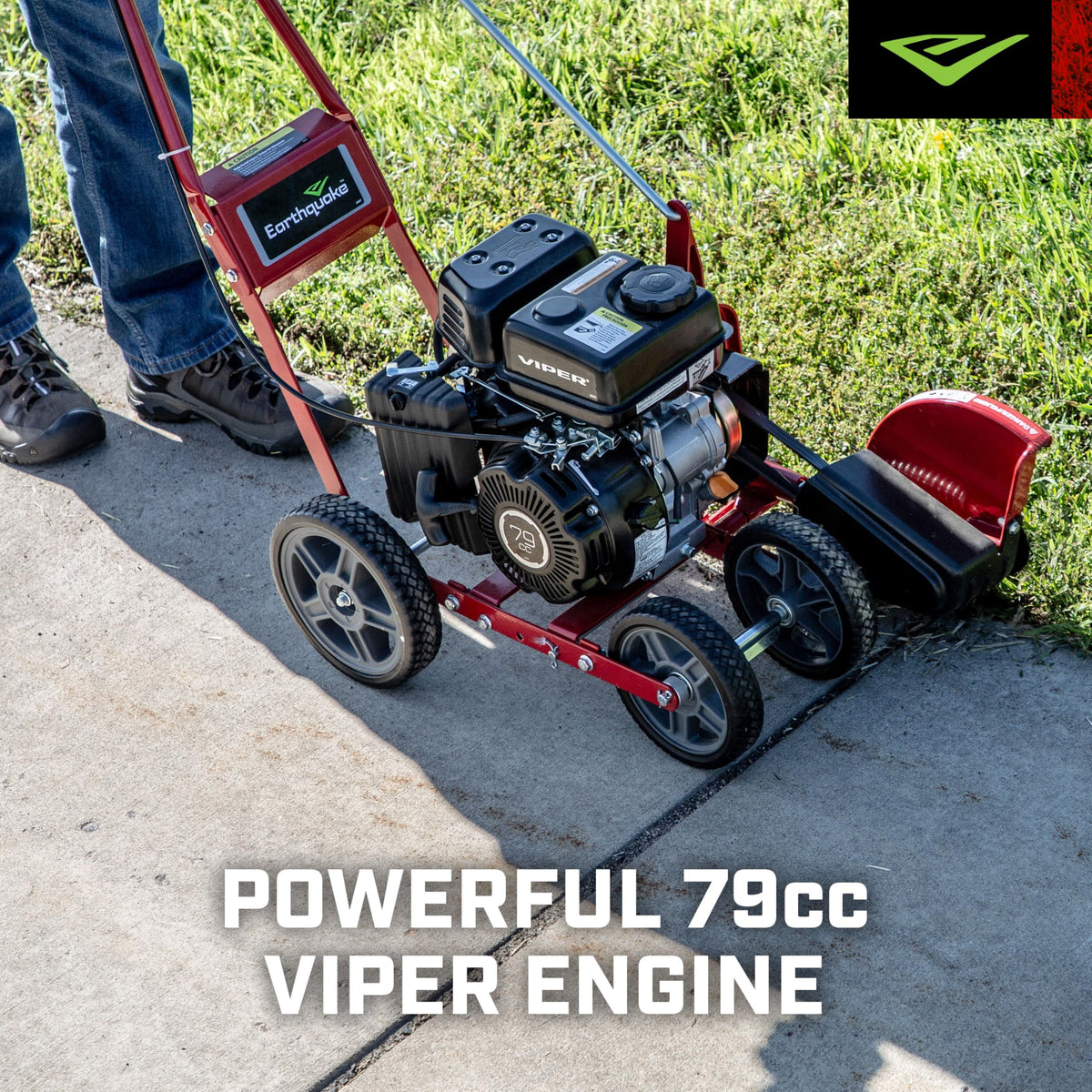 EARTHQUAKE edger depth adjust from 0.5 to 3.5 inches.