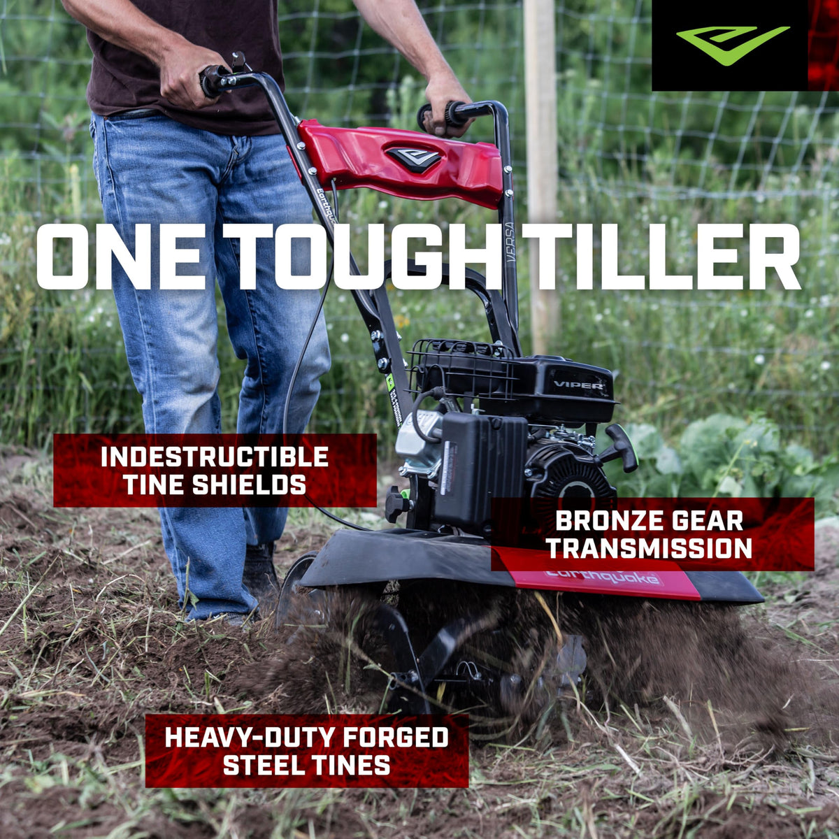 Adjustable tilling width from 11 to 21 inches on Earthquake Versa