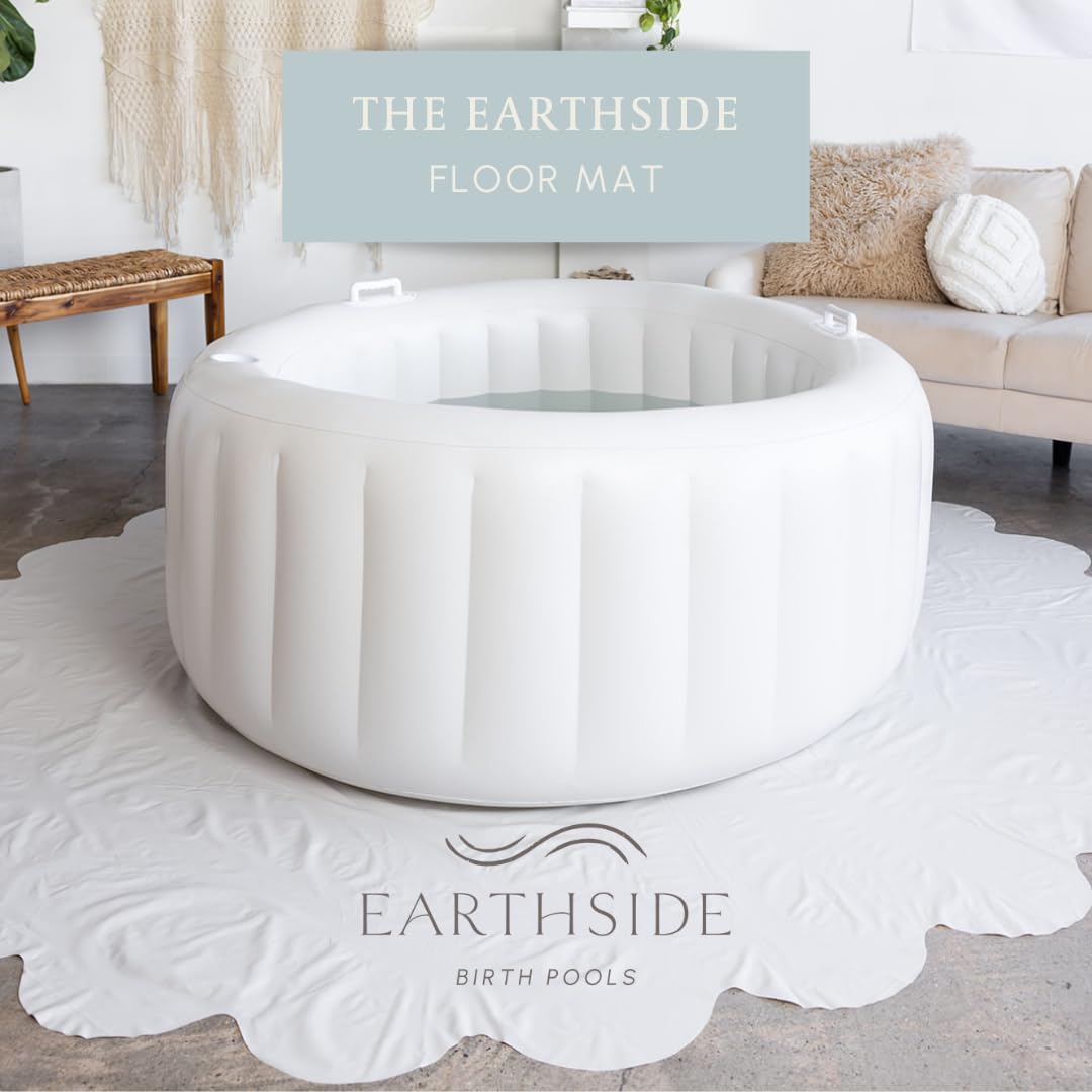 Earthside Birth Pools floor covering draped over the pool helps retain heat during labor