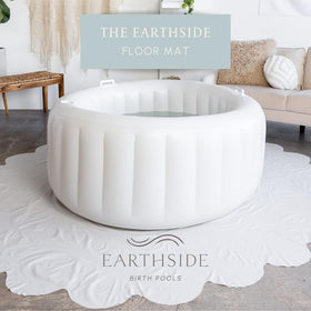Earthside Birth Pools floor covering draped over the pool helps retain heat during labor