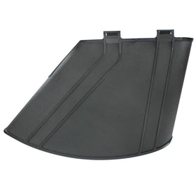 Earthtec deflector discharge chute improves grass containment during mowing.