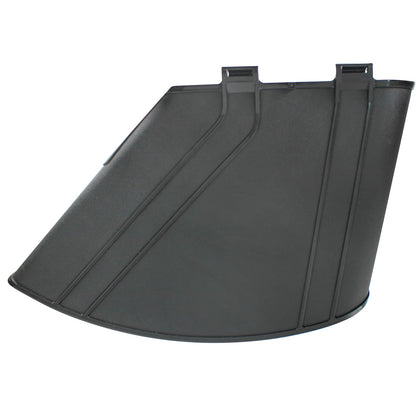 Earthtec deflector discharge chute improves grass containment during mowing.
