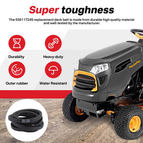 Earthtec durable lawn mower belt, resistant to high-impact loads for reliable outdoor use.