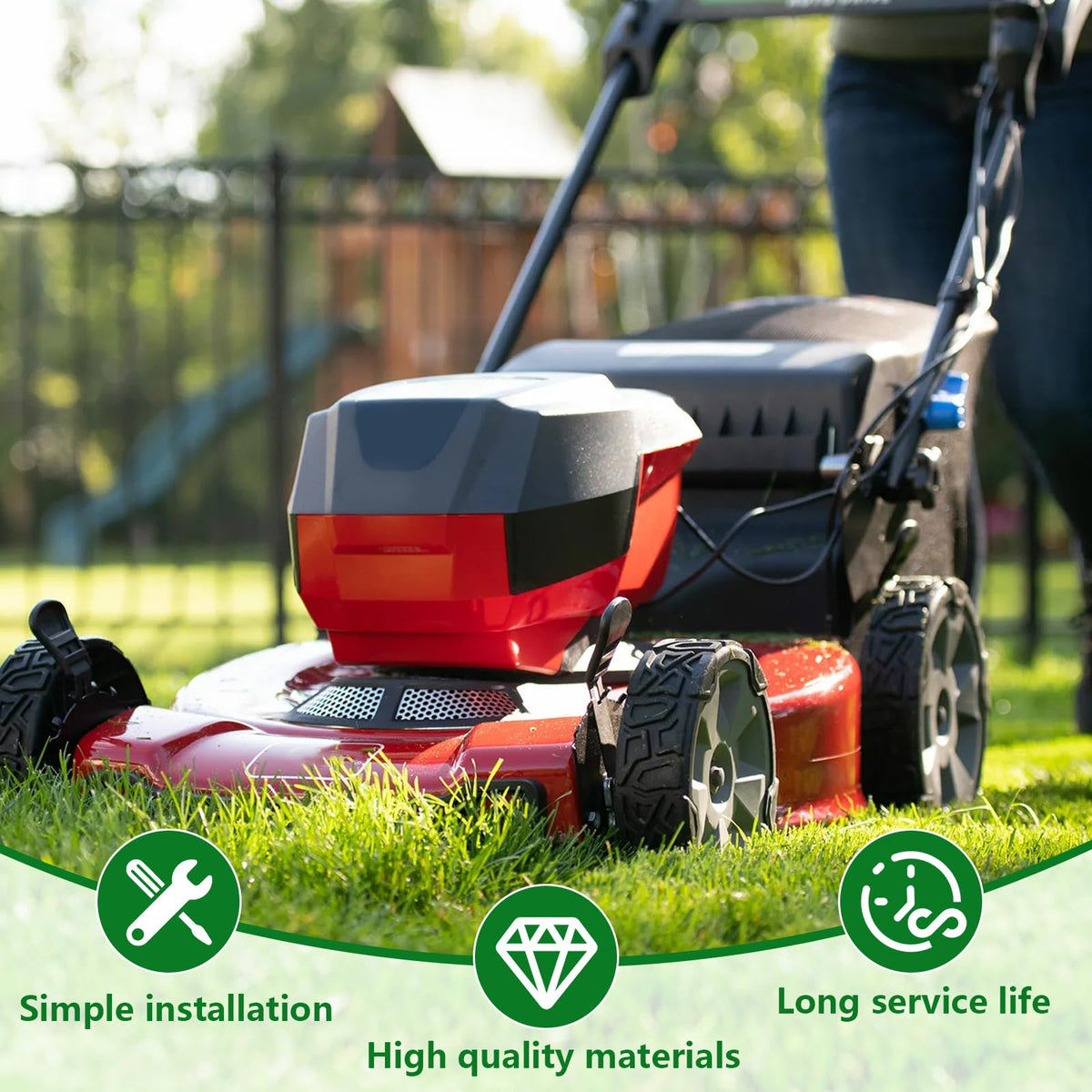 Earthtec blade shows easy installation for quick mower maintenance.