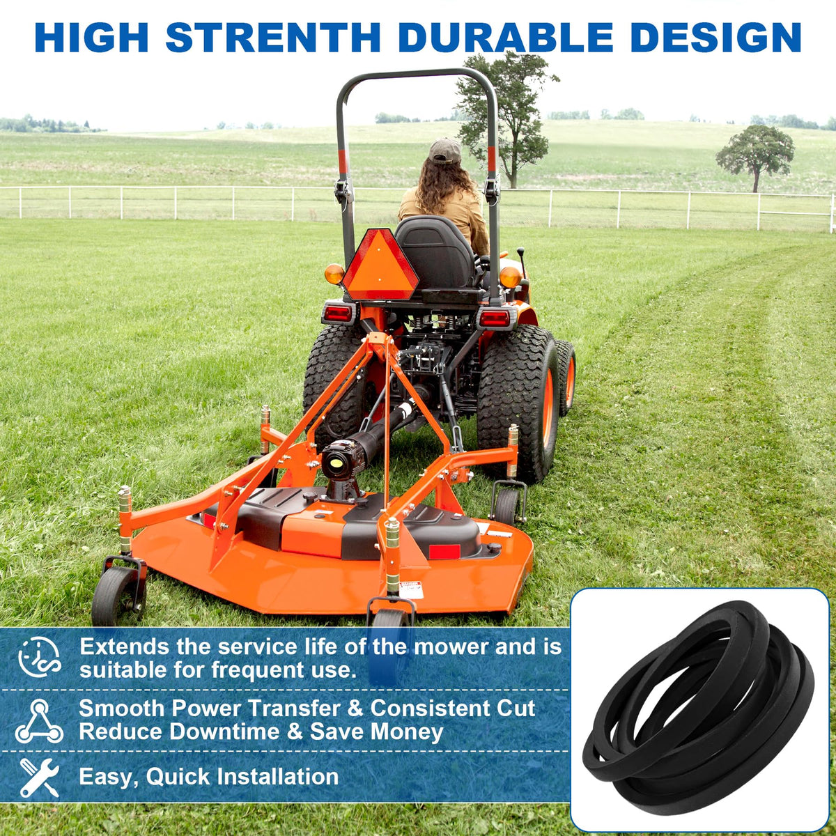 Earthtec 167148 belt with abrasion resistance for tough mowing tasks