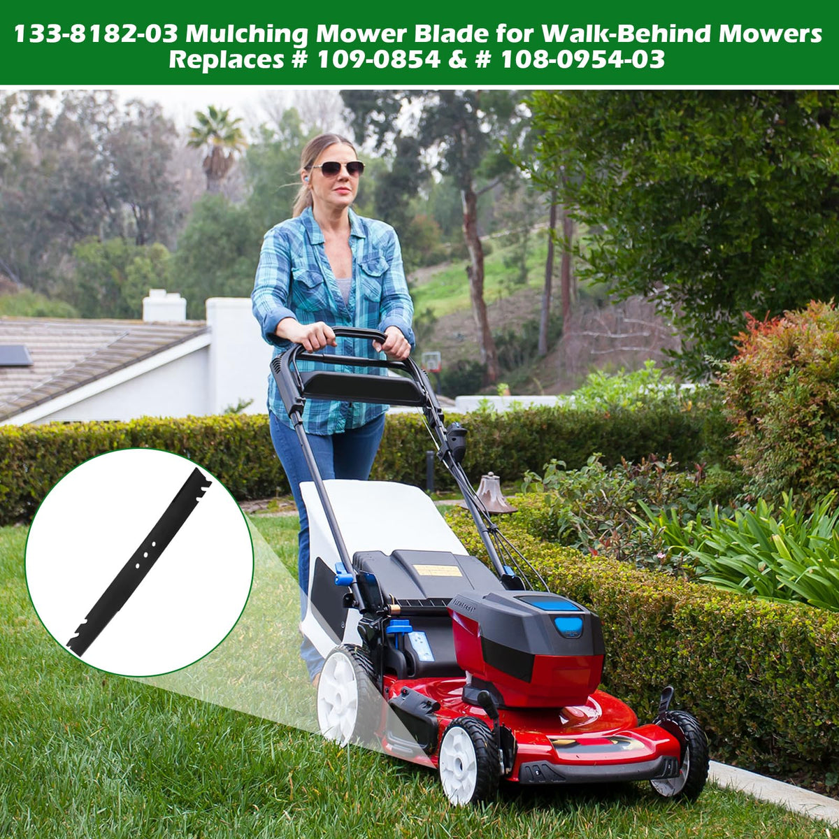 Earthtec mulching blade helps keep the lawn neat with consistent clippings.