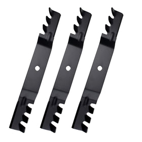 Earthtec mulch blade for Exmark Quest 50'' deck showing compatible fit and steady cutting.