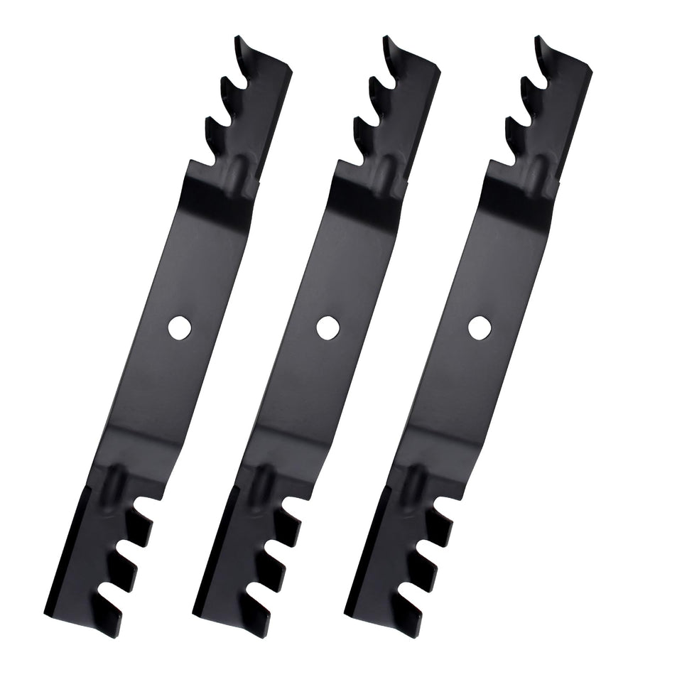 Earthtec mulch blade for Exmark Quest 50'' deck showing compatible fit and steady cutting.