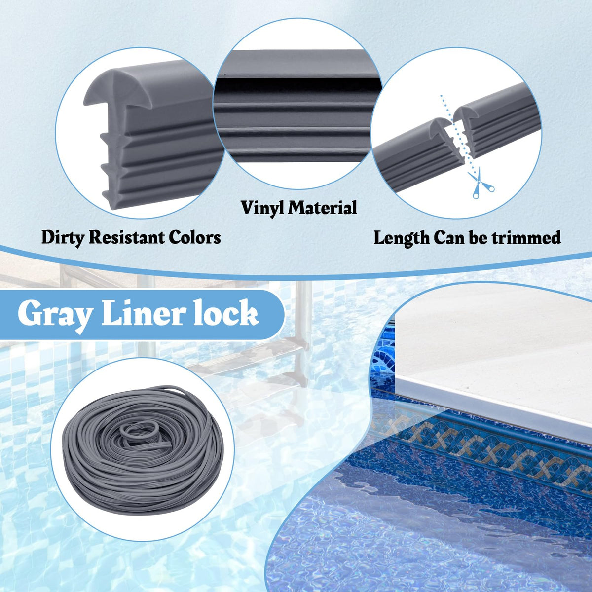Earthtec pool liner bead lock seated in track to reduce slips and gaps.