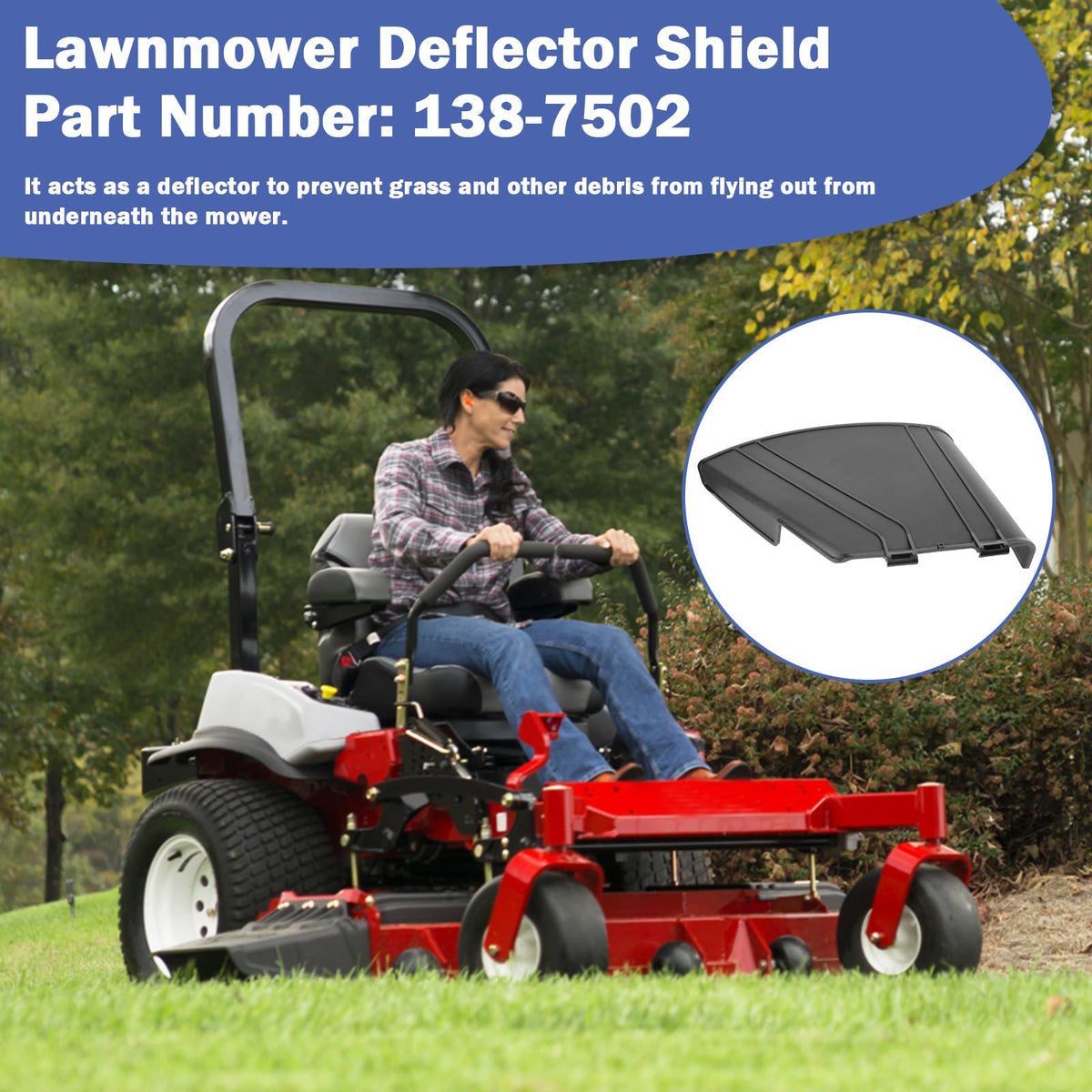 Earthtec heavy-duty deflector chute resists wear during demanding lawn tasks.
