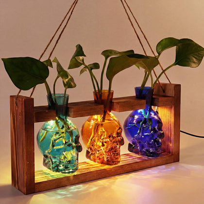 EaseThrift skull propagation station with LED glow for plant viewing