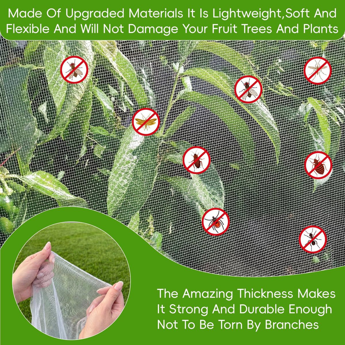 EaseInstall lightweight translucent netting allows sun and rain through.