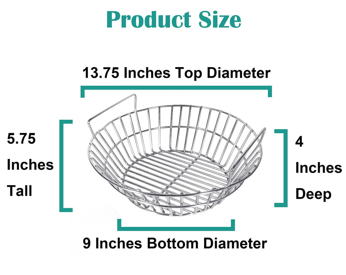 EasiBBQ ash basket bottom diameter 9 inches for stable ash containment.