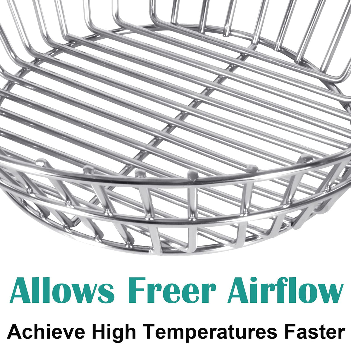 EasiBBQ ash basket depth 4 inches promotes freer airflow during cooks.